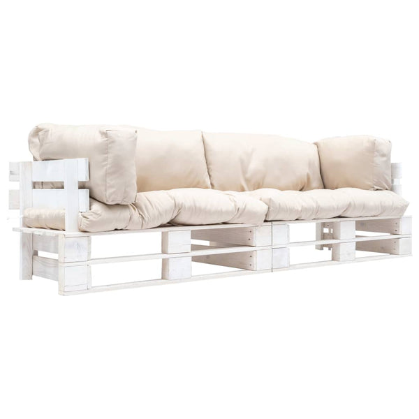 vidaXL Ensemble de 2 canapés de jardin palette avec coussins de couleur sable en pin
