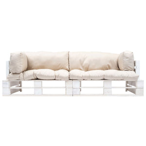 vidaXL Ensemble de 2 canapés de jardin palette avec coussins de couleur sable en pin