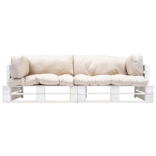 vidaXL Ensemble de 2 canapés de jardin palette avec coussins de couleur sable en pin