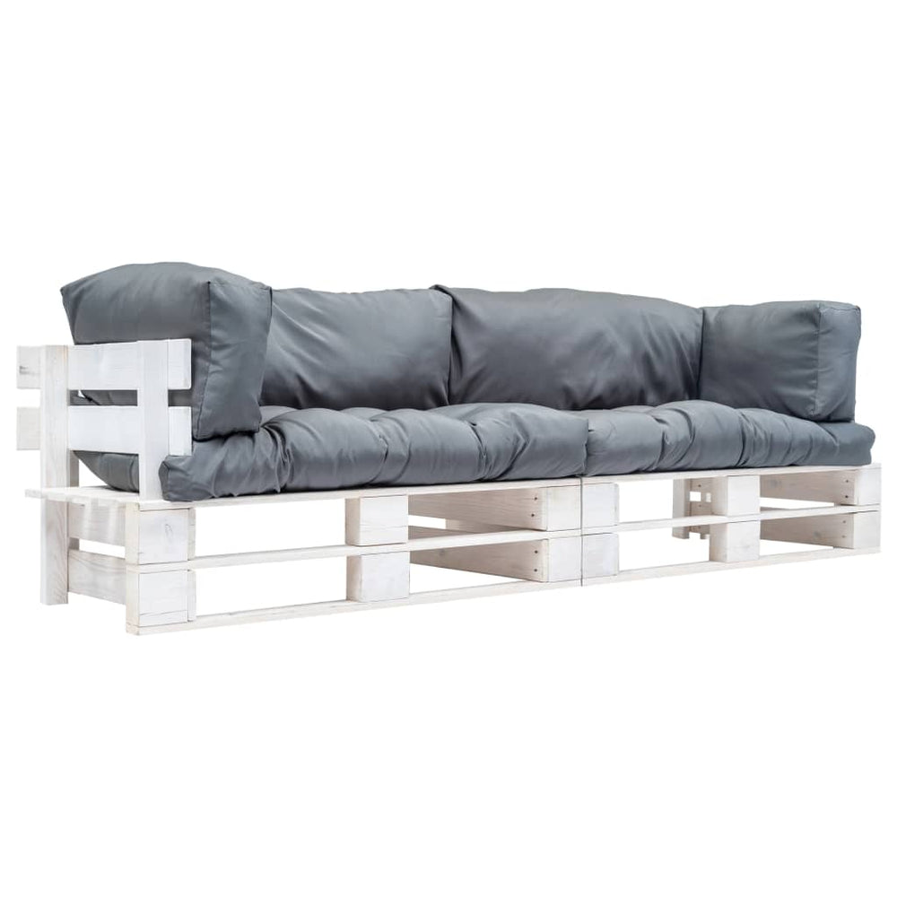 vidaXL 2-piece Garden Pallet Sofa Set Cushions in Grey Pinewood