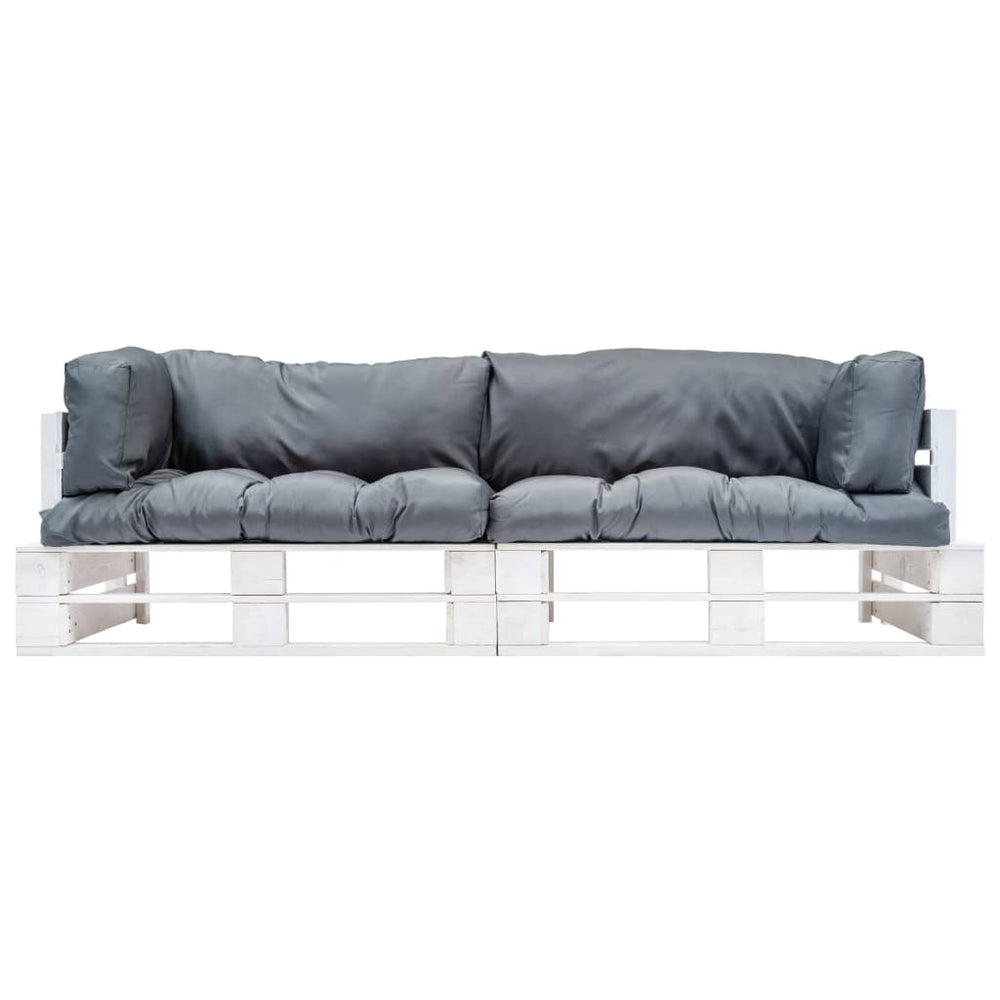 vidaXL 2-piece Garden Pallet Sofa Set Cushions in Grey Pinewood