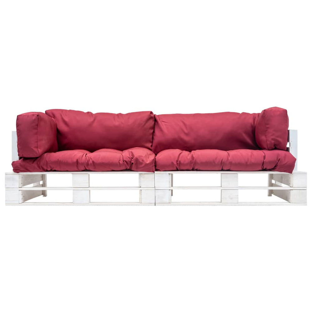 vidaXL 2-piece Garden Pallet Sofa Set Cushions in Red Pine Wood