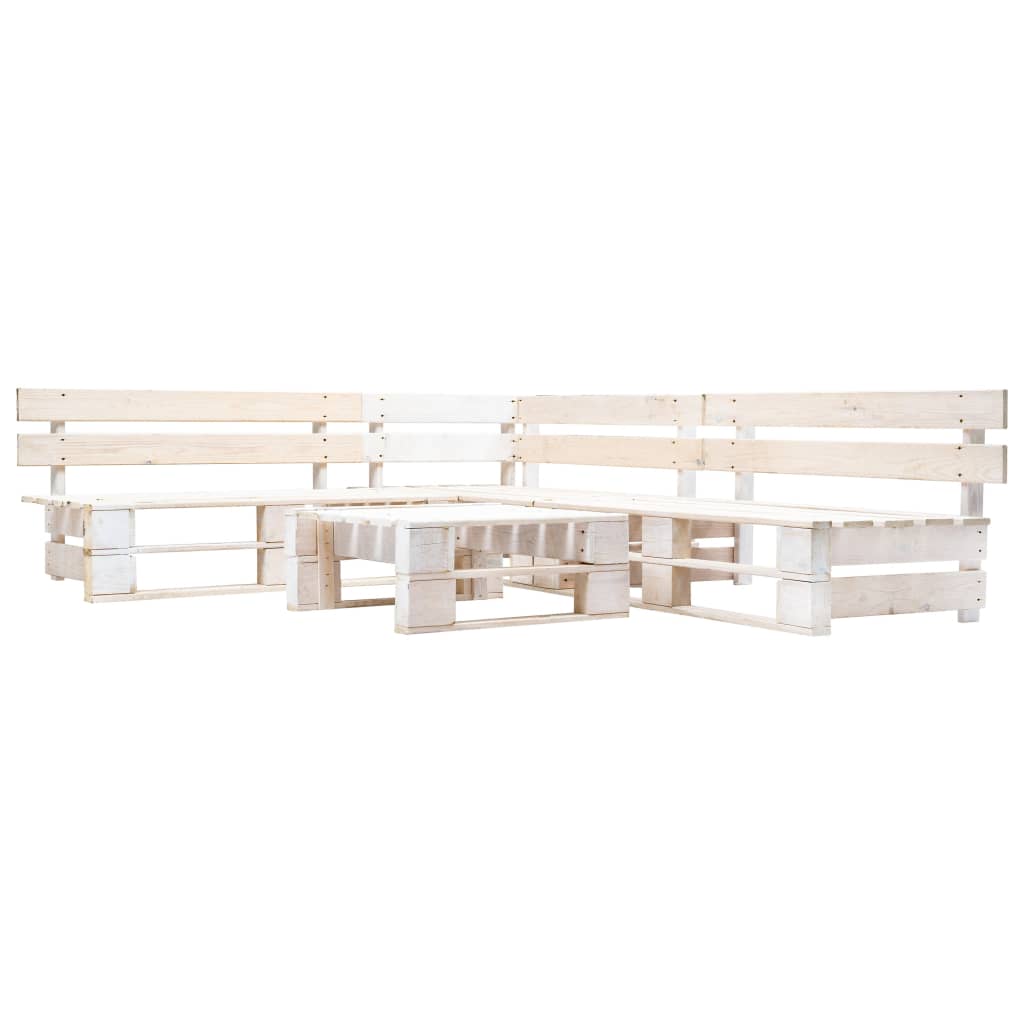 4-tlg. Paletten-Lounge-Set Holz Weiß
