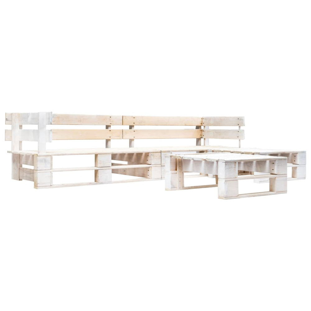 vidaXL Ensemble de canapés de jardin palette 4 pcs Bois Blanc