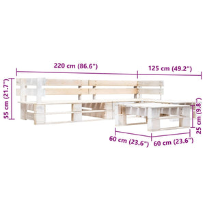 4-tlg. Garten-Paletten-Sofagarnitur Holz Weiß