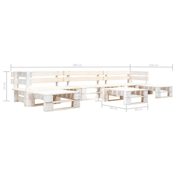 6-tlg. Paletten-Lounge-Set Holz Weiß