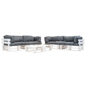 6-tlg. Paletten-Lounge-Set mit Kissen in Grau Holz