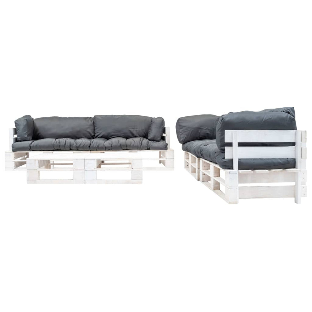vidaXL Salon de jardin palette 6 pcs avec coussins Gris Bois