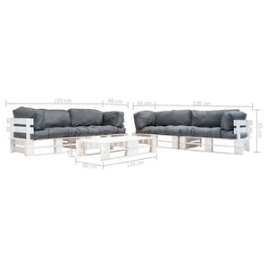 6-tlg. Paletten-Lounge-Set mit Kissen in Grau Holz