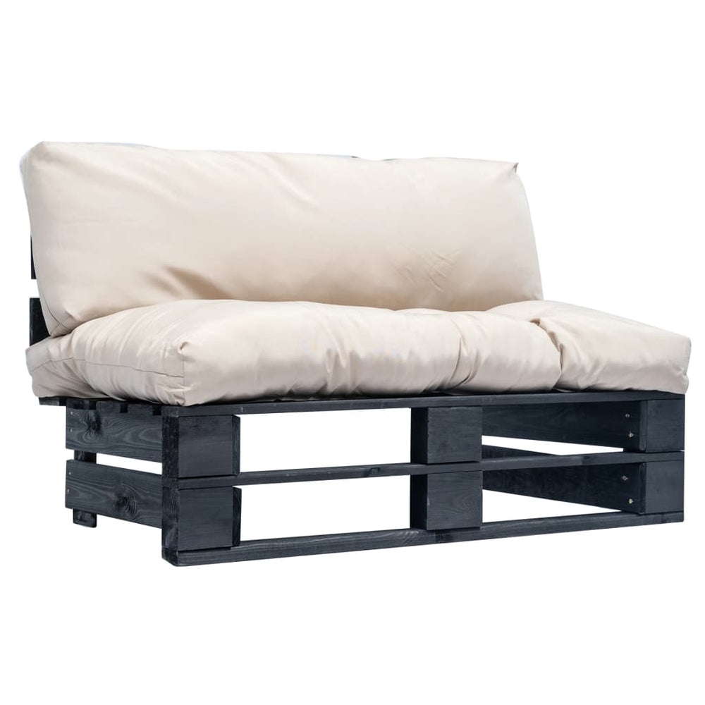 vidaXL Garden Pallet Sofa with Sand-Colored Cushions Pine Wood