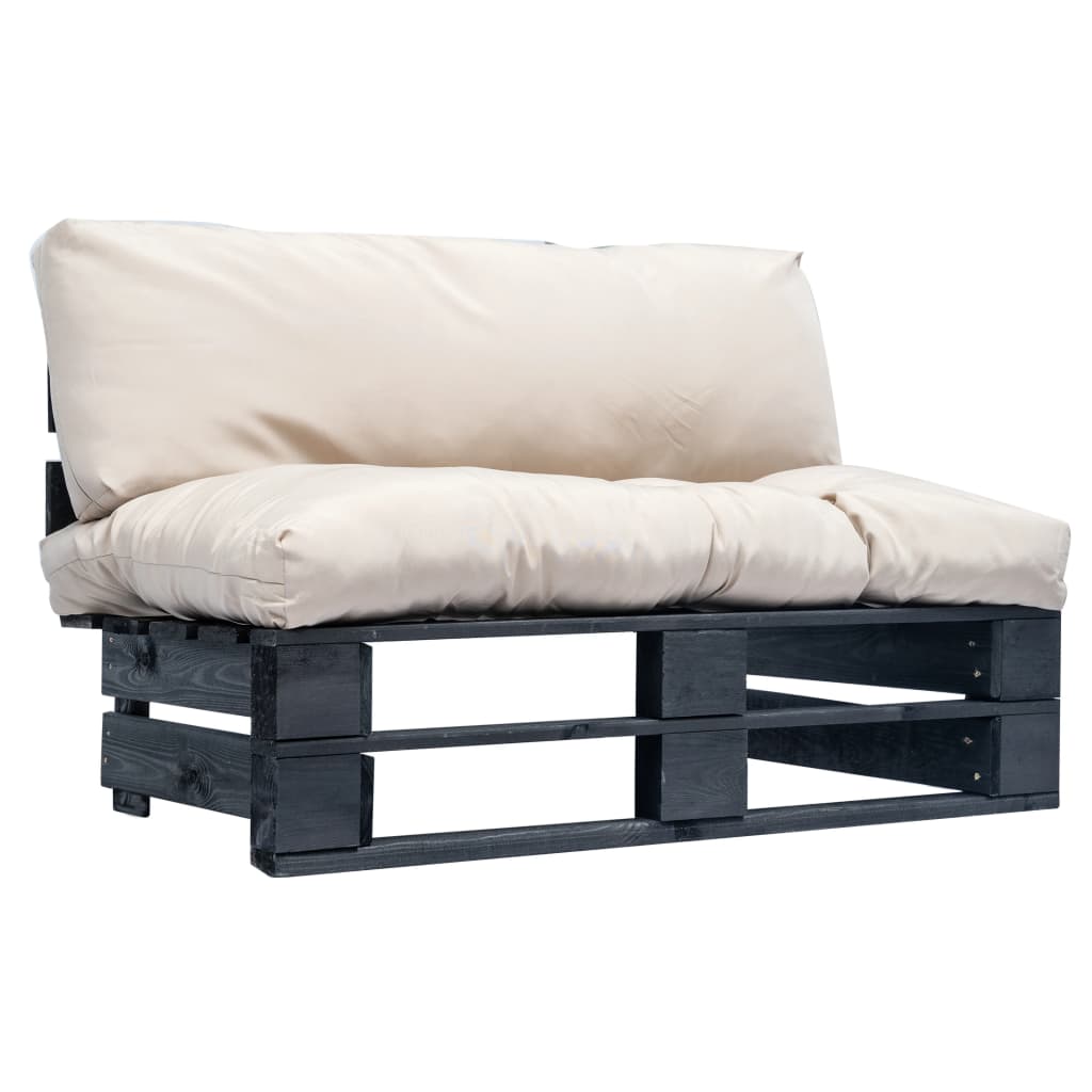 Garten-Palettensofa mit Sandfarbigen Kissen Kiefernholz