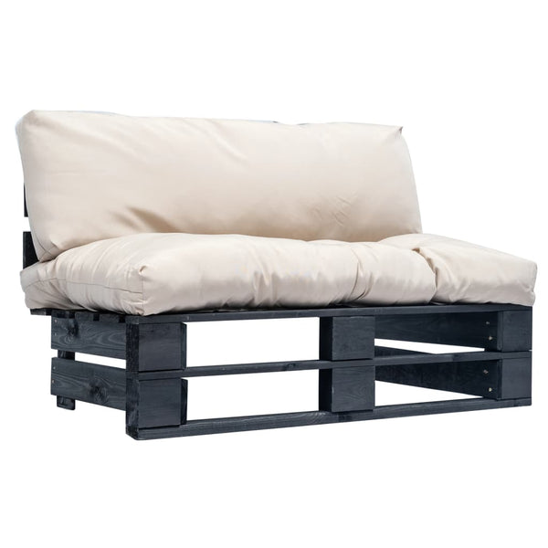 Garten-Palettensofa mit Sandfarbigen Kissen Kiefernholz