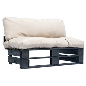 Garten-Palettensofa mit Sandfarbigen Kissen Kiefernholz