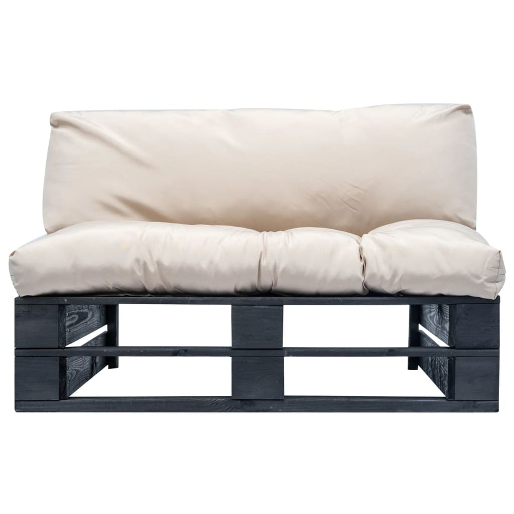 vidaXL Garden Pallet Sofa with Sand-Colored Cushions Pine Wood