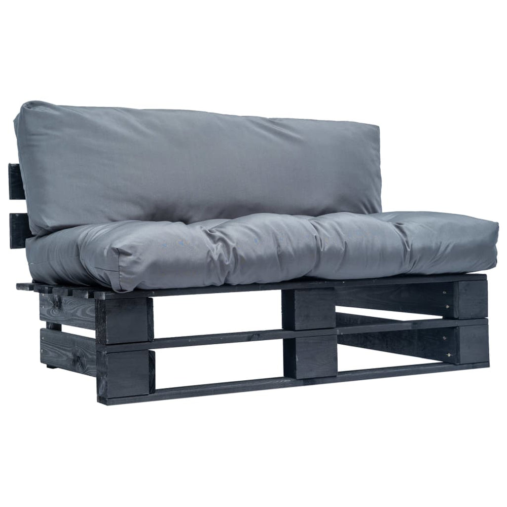 vidaXL Garden Pallet Sofa with Cushions Grey Pine Wood