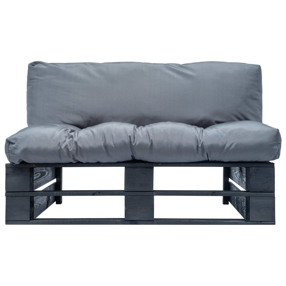 vidaXL Garden Pallet Sofa with Cushions Grey Pine Wood