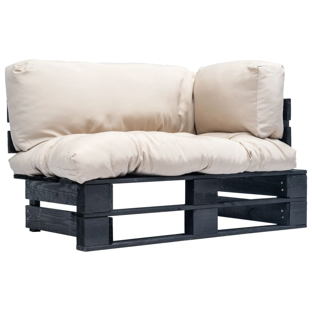 vidaXL Outdoor Pallet Sofa with Sand Cushions Pine Wood