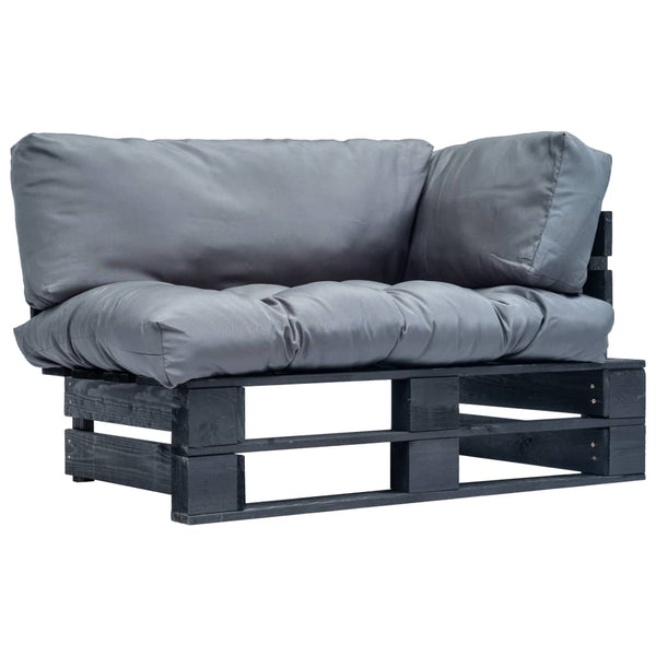 Outdoor-Sofa Paletten mit Kissen in Grau Kiefernholz