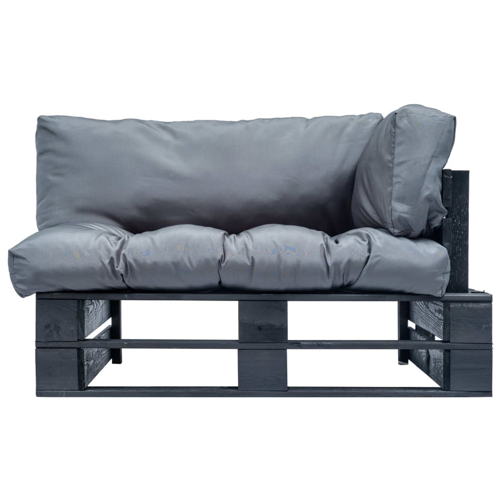 vidaXL Outdoor Pallet Sofa with Grey Cushions Pine Wood