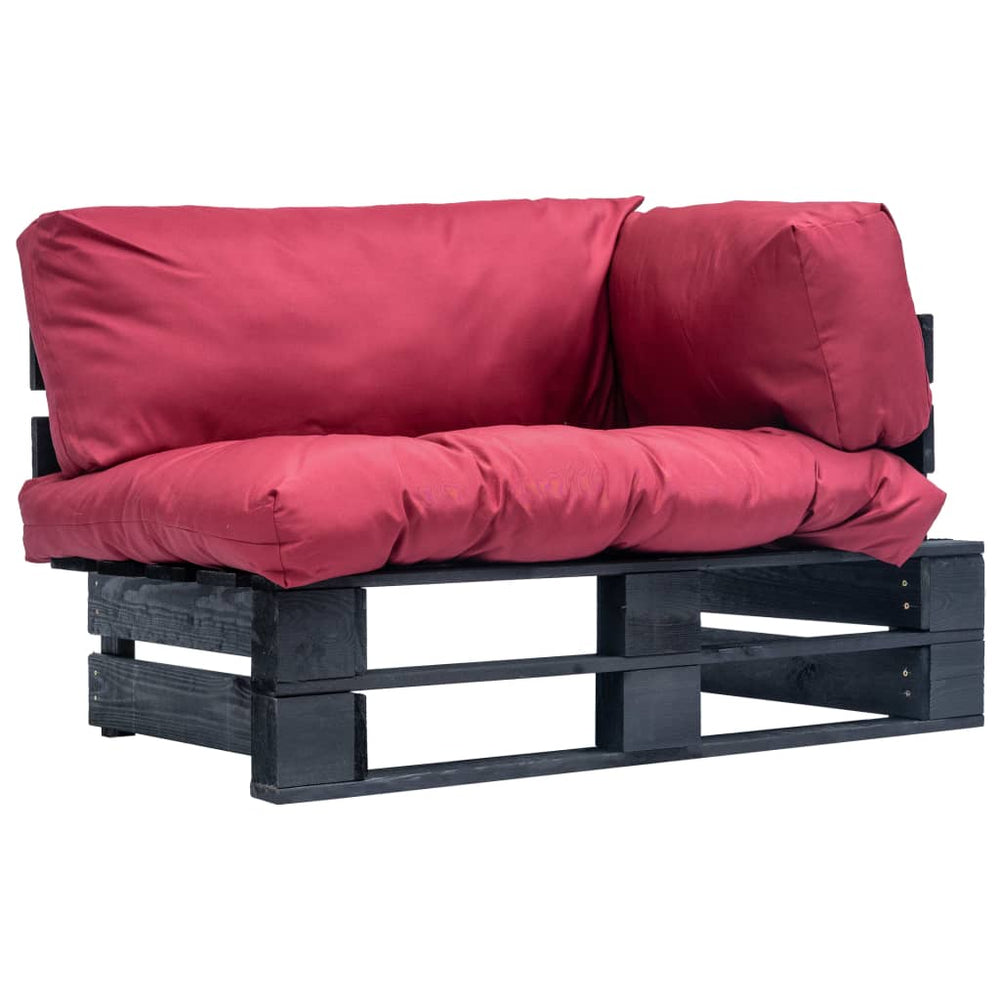 vidaXL Outdoor Pallet Sofa with Red Cushions Pine Wood