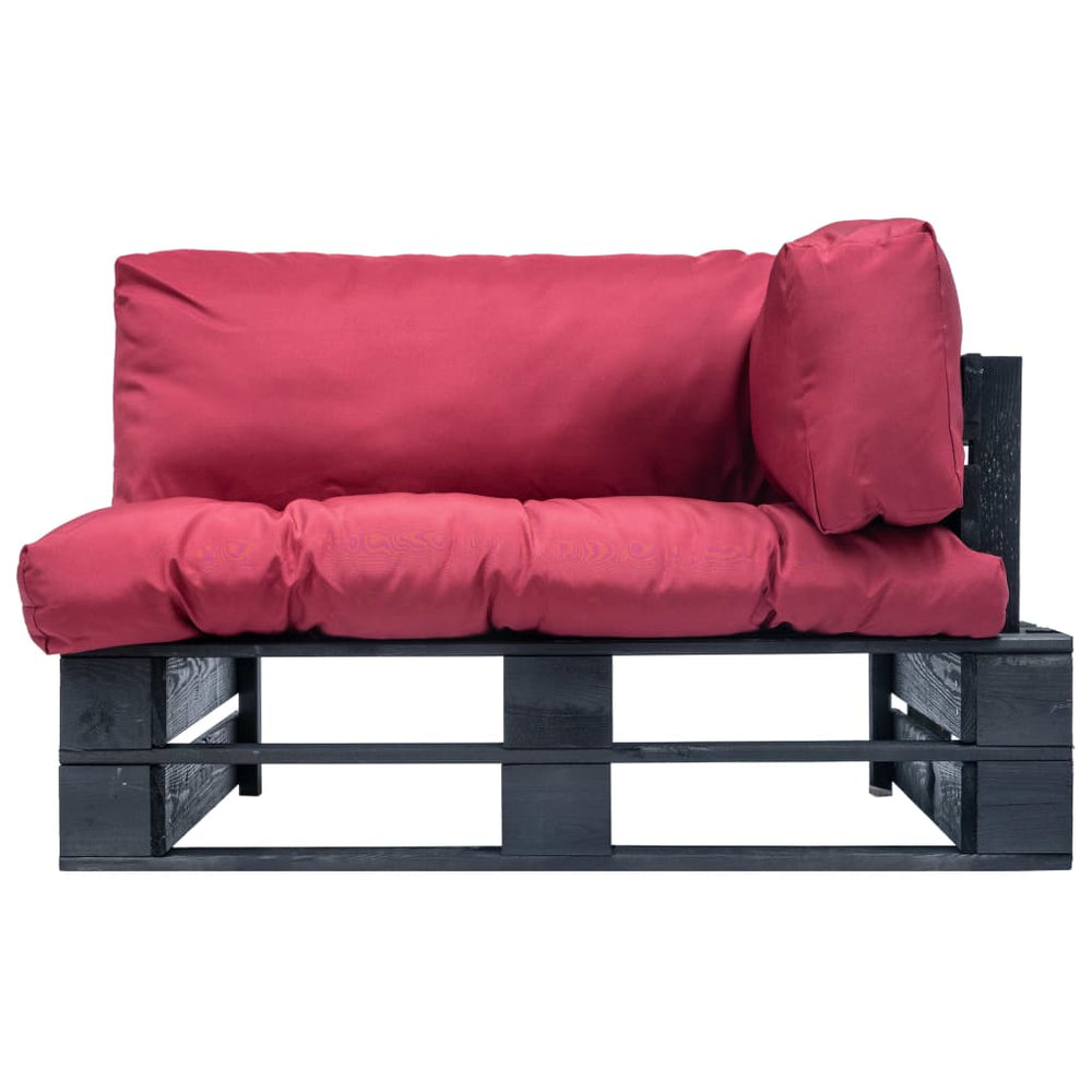 vidaXL Outdoor Pallet Sofa with Red Cushions Pine Wood
