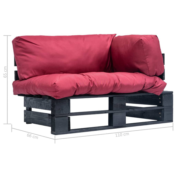 Outdoor-Sofa Paletten mit Kissen in Rot Kiefernholz