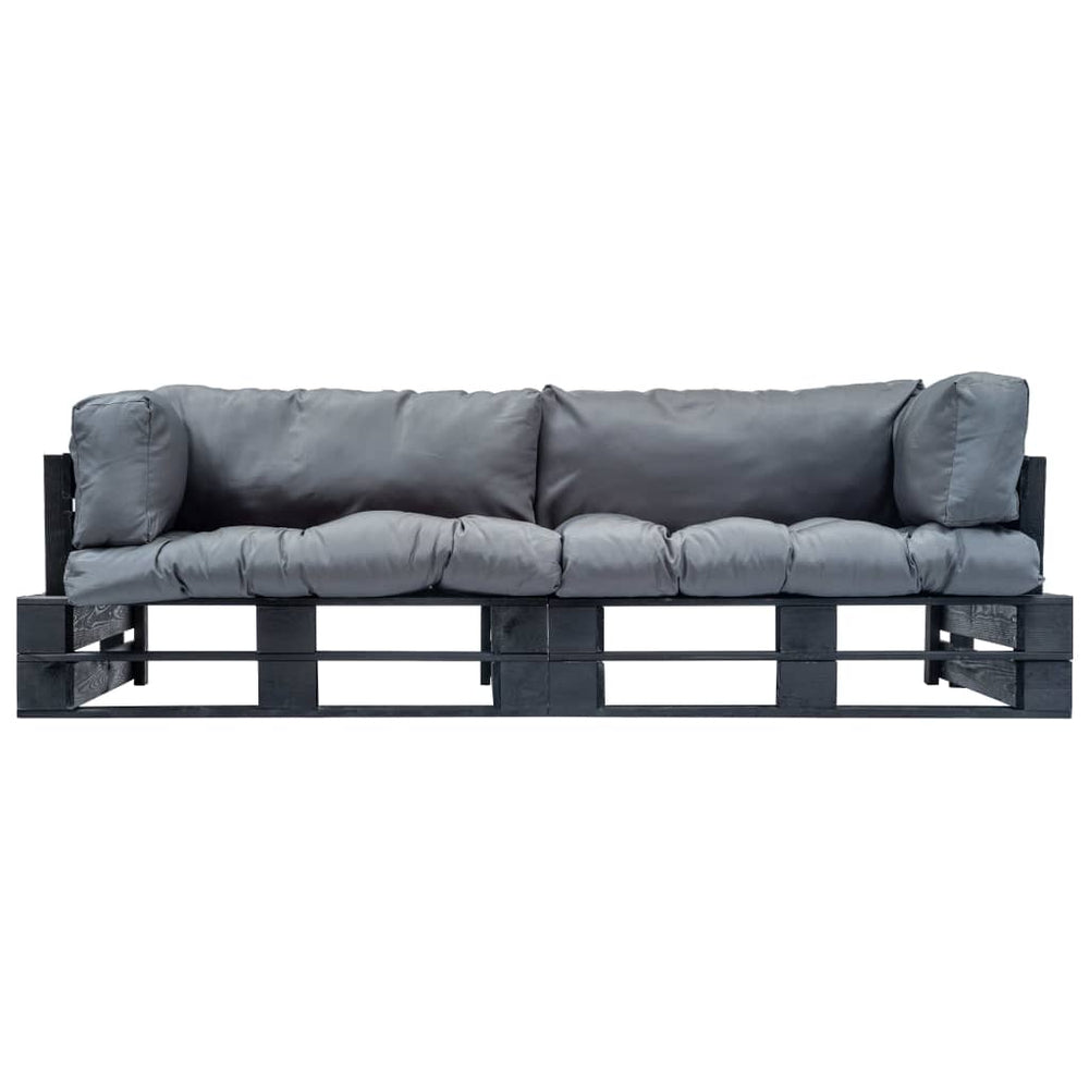 vidaXL 2-Piece Pallet Outdoor Sofa Set with Cushions Grey Pinewood