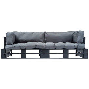 2-tlg. Outdoor-Sofa-Set Paletten mit Kissen in Grau Kiefernholz