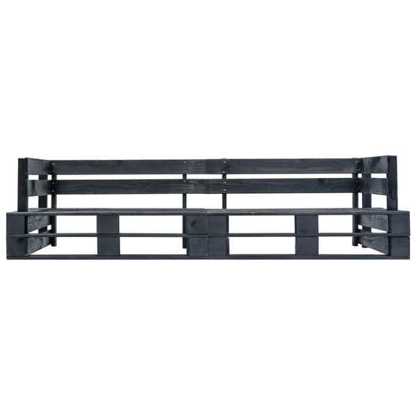 2-tlg. Outdoor-Sofa-Set Paletten mit Kissen in Grau Kiefernholz