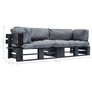 2-tlg. Outdoor-Sofa-Set Paletten mit Kissen in Grau Kiefernholz