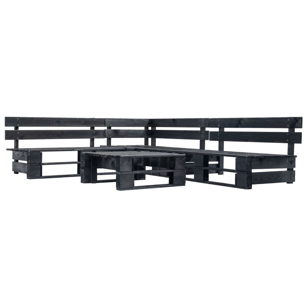 vidaXL Salon de jardin 4 pcs en palettes Noir Bois