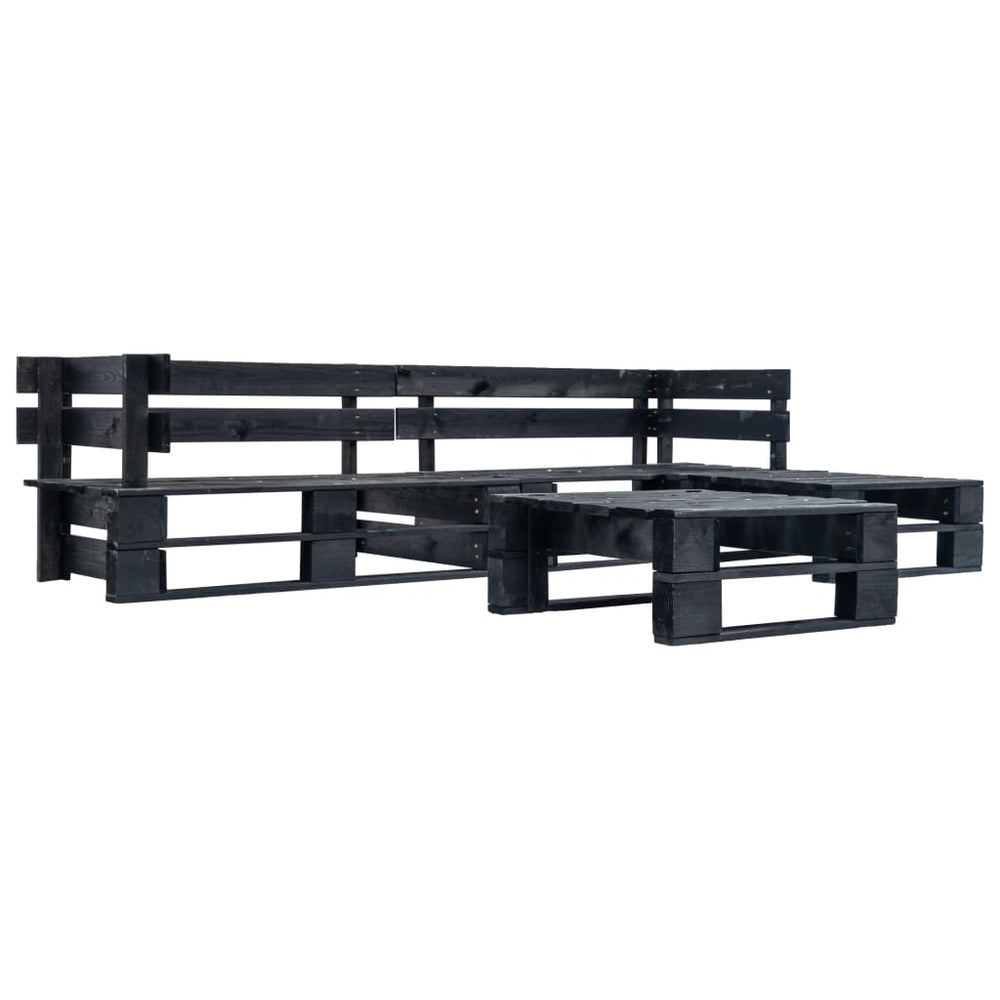 vidaXL Ensemble de canapés de jardin sur palette 4 pcs Bois Noir