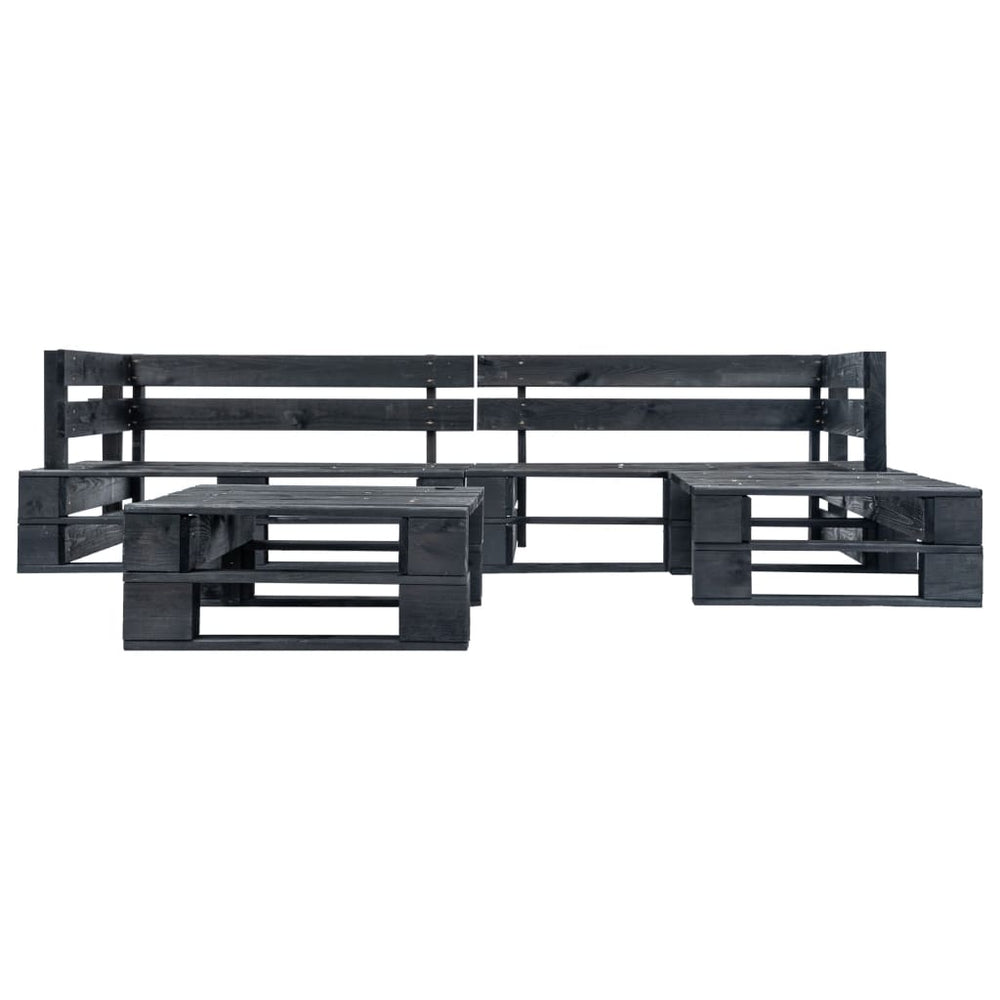 vidaXL Ensemble de canapés de jardin sur palette 4 pcs Bois Noir