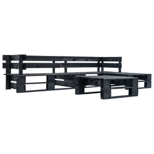 4-tlg. Paletten-Lounge-Set mit Kissen in Sandfarben Holz