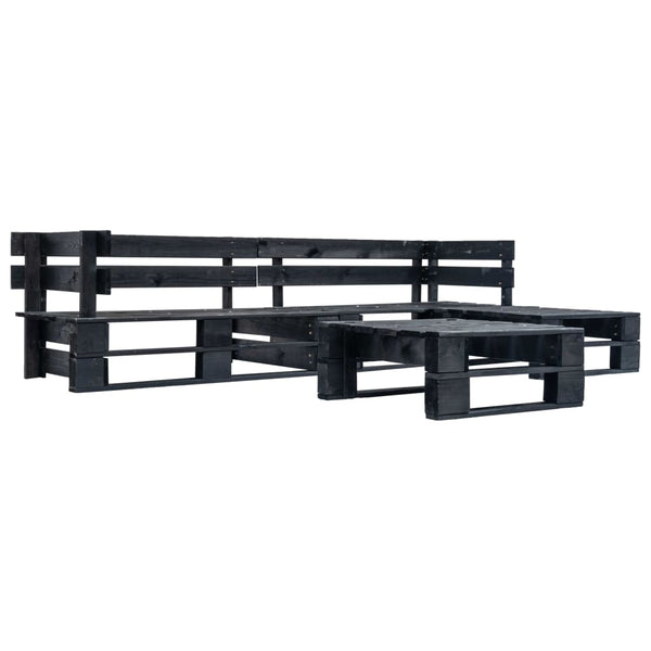 4-tlg. Paletten-Lounge-Set mit Kissen in Sandfarben Holz