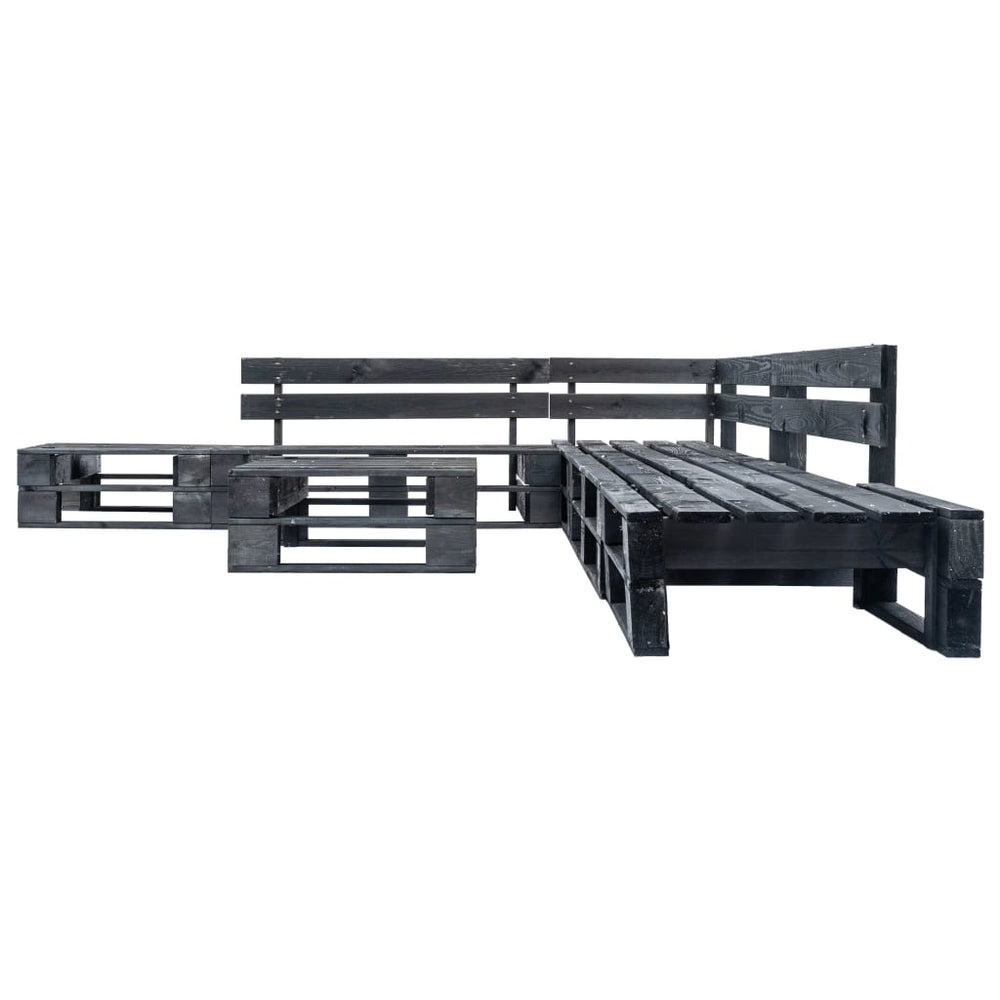 vidaXL Kit canapé palette de jardin 6 pcs Noir Bois
