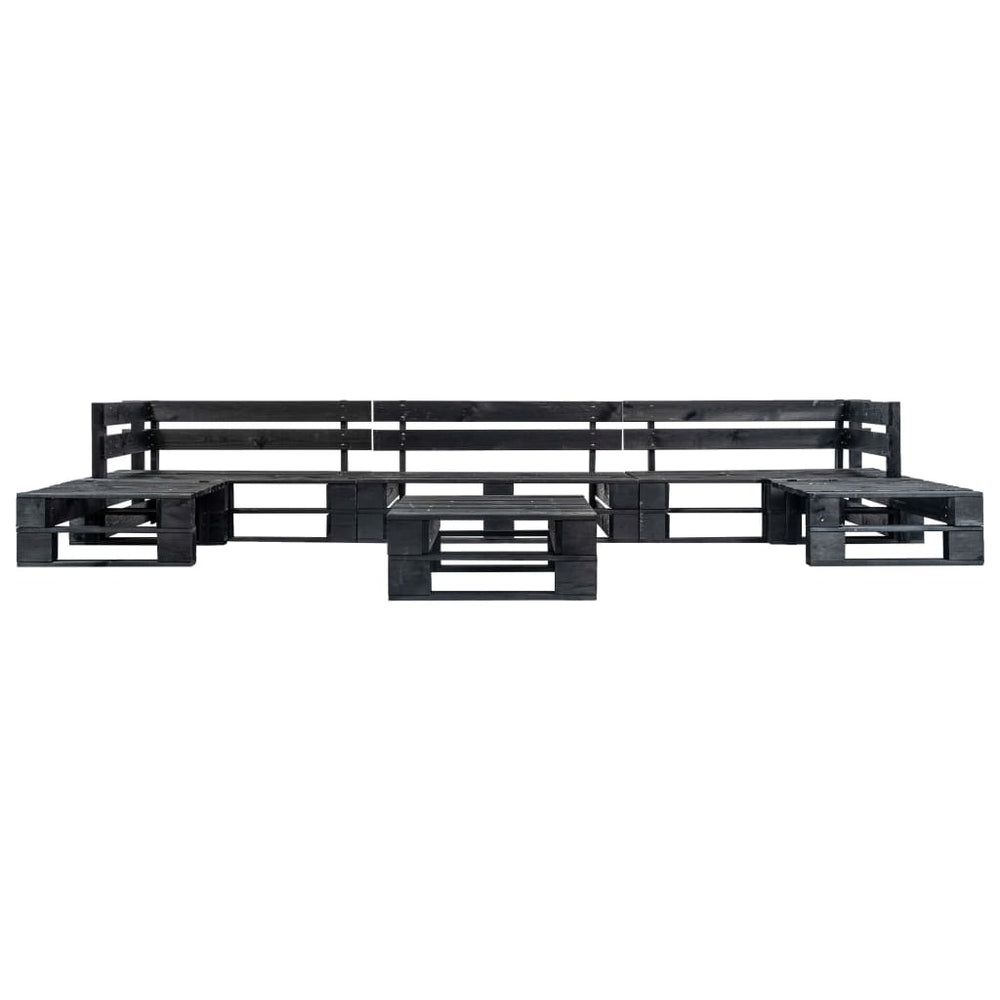 vidaXL Kit canapé palette de jardin 6 pcs Noir Bois