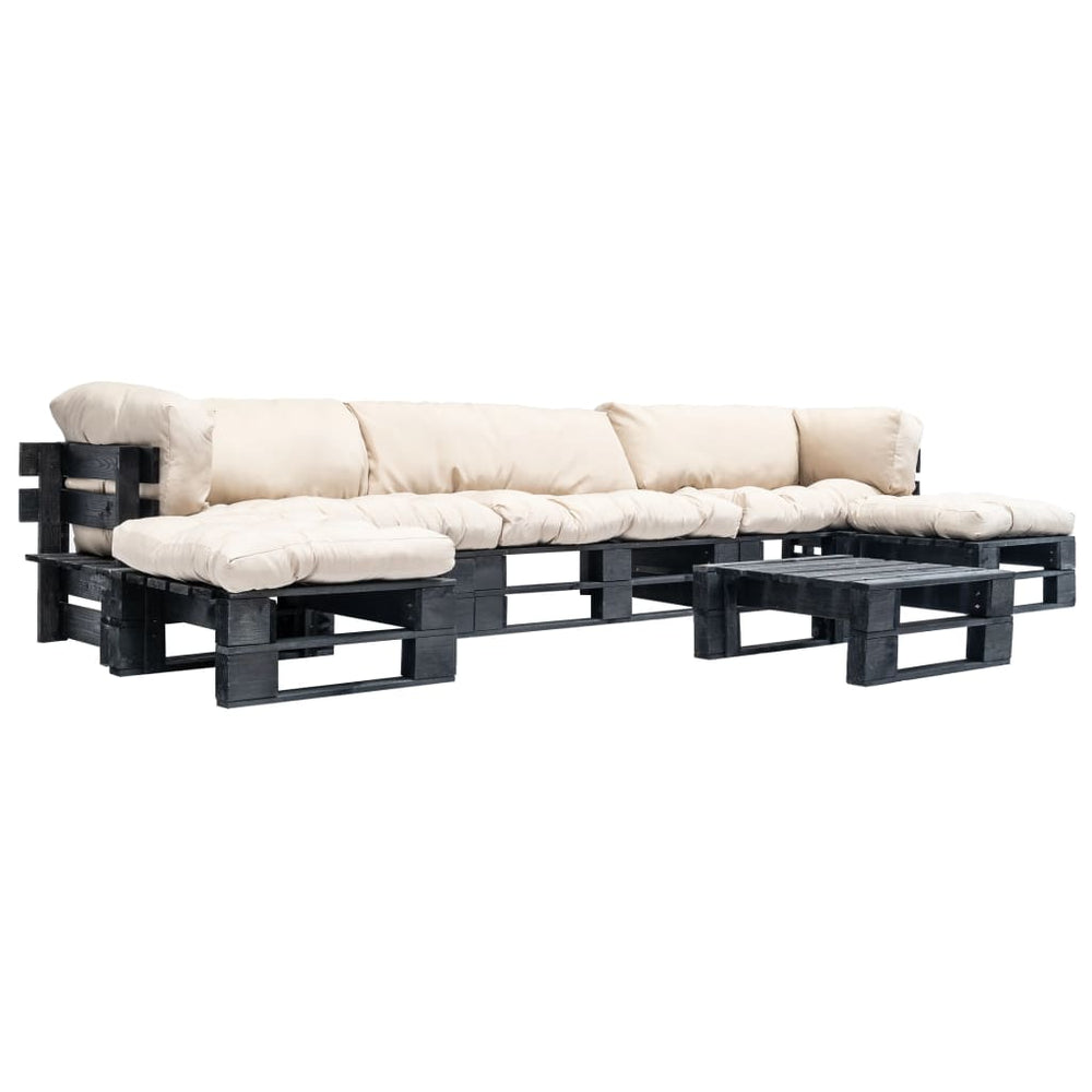 vidaXL Ensemble de salon de palettes 6 pcs avec coussins bois sable