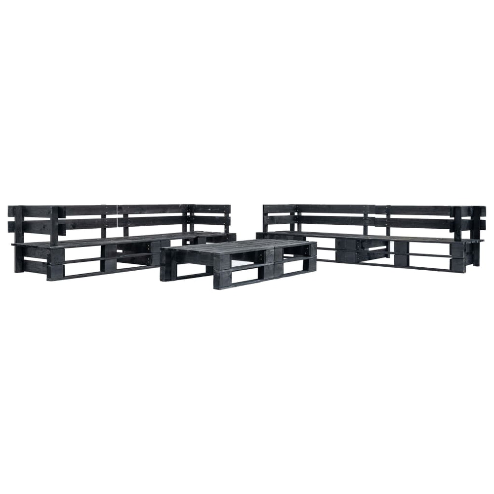 vidaXL Salon de jardin 6 pcs en palettes Noir Bois