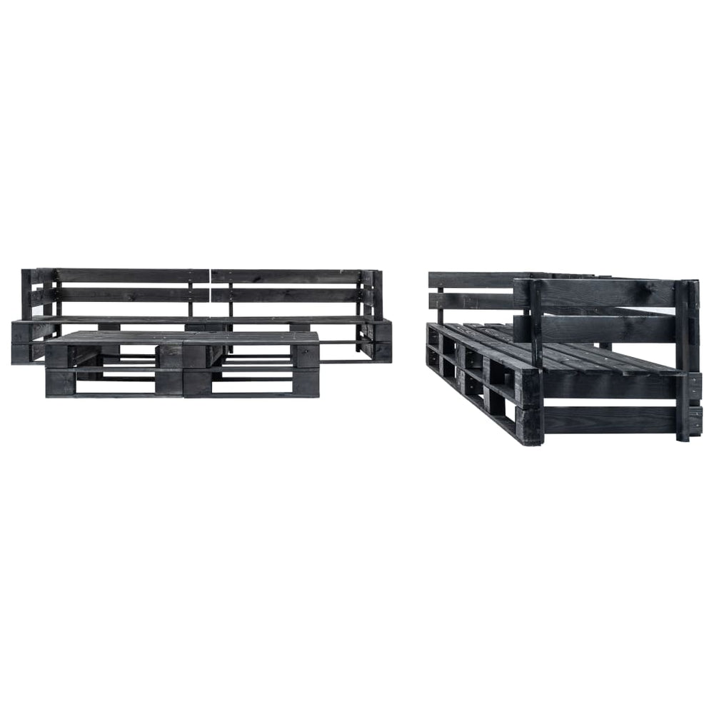 vidaXL Salon de jardin 6 pcs en palettes Noir Bois