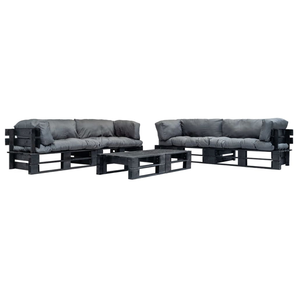 vidaXL Salon de jardin 6 pièces en palettes avec coussins gris Bois