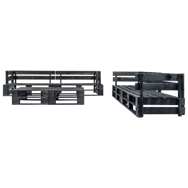 6-tlg. Garten-Lounge-Set aus Paletten mit Grauen Kissen Holz