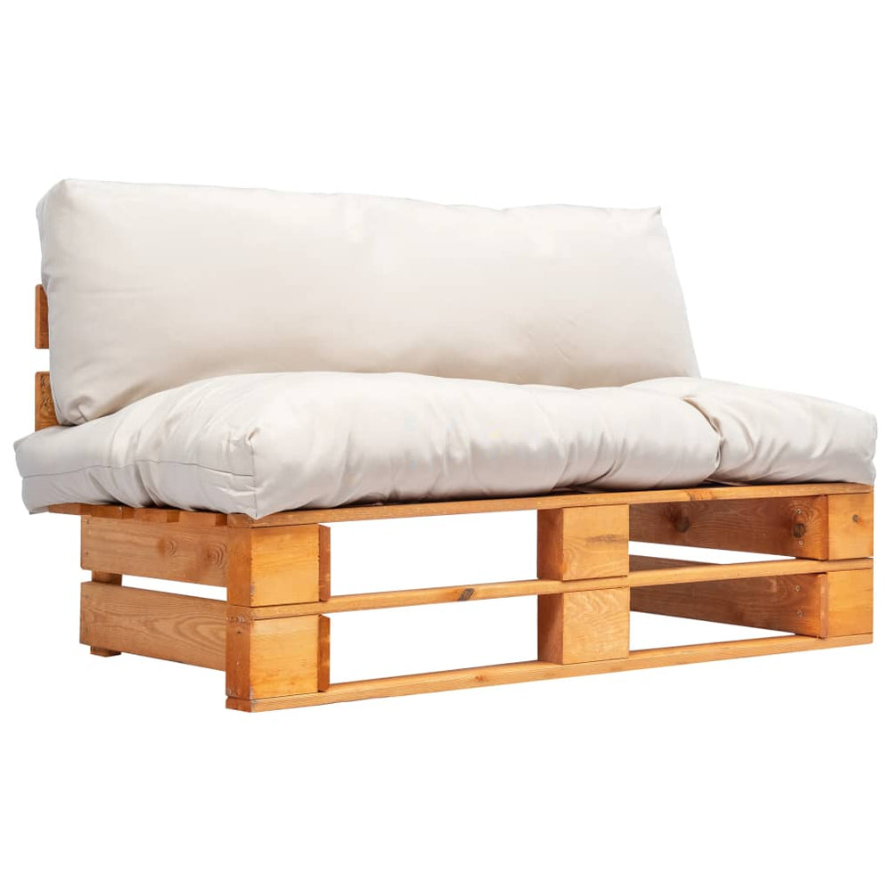 vidaXL Outdoor Pallet Sofa with Sand Cushions Pine Wood