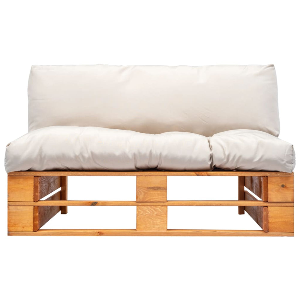 vidaXL Outdoor Pallet Sofa with Sand Cushions Pine Wood