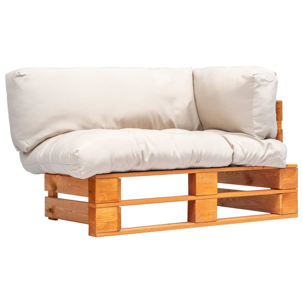 Garten-Palettensofa mit Kissen in Sandfarben Kiefernholz