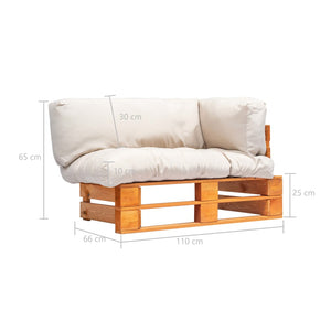 Garten-Palettensofa mit Kissen in Sandfarben Kiefernholz