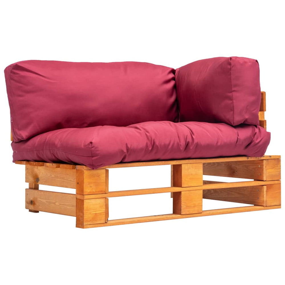 vidaXL Garden Pallet Sofa with Red Cushions Pine Wood