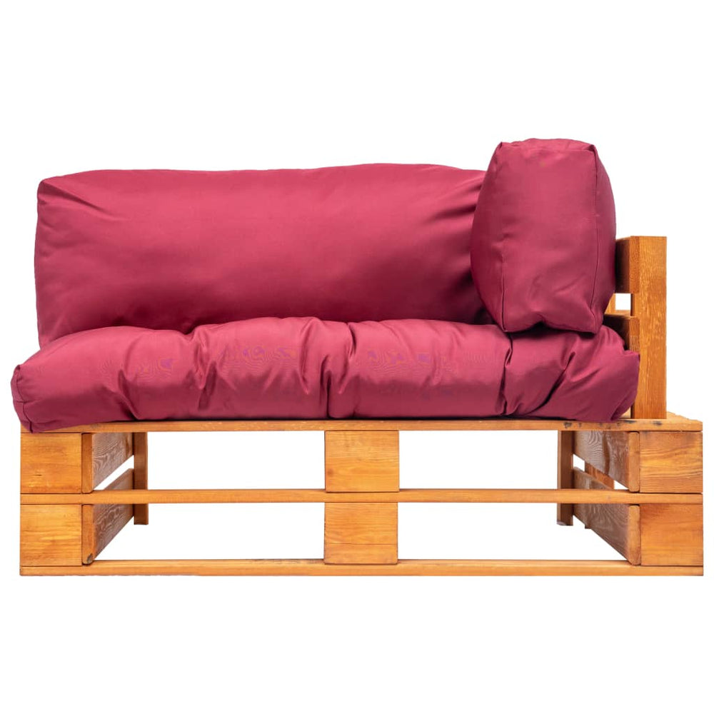 vidaXL Garden Pallet Sofa with Red Cushions Pine Wood