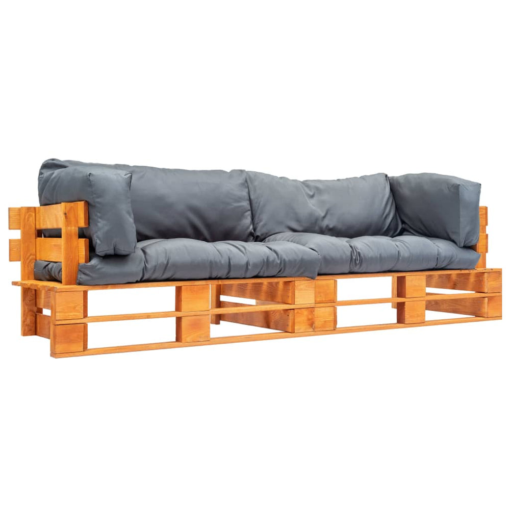 vidaXL 2-piece Garden Pallet Sofa Set Cushions in Grey Pinewood