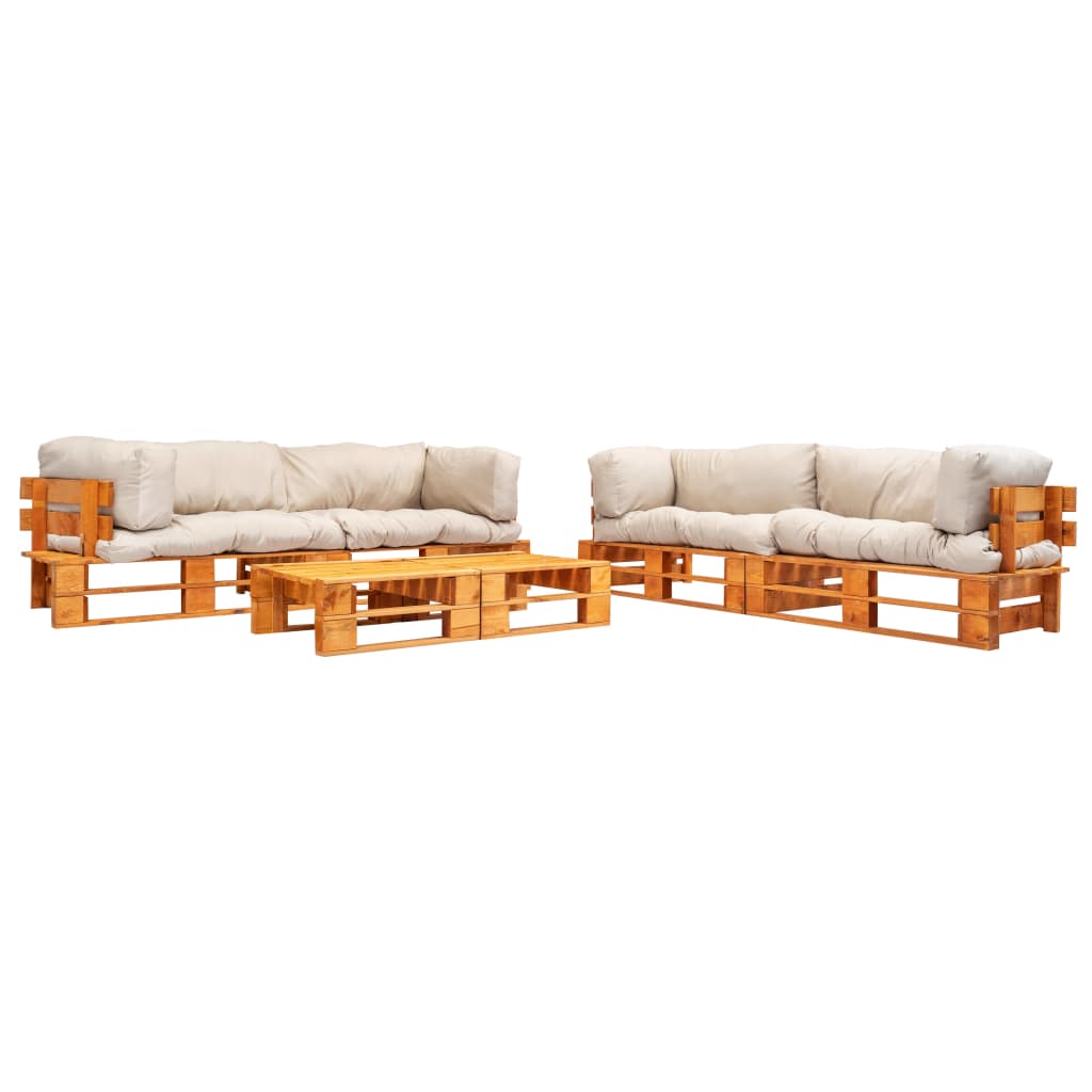 vidaXL Ensemble de salon de palettes 6 pcs avec coussins bois sable